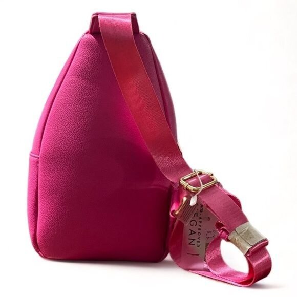 PETA APPROVED VEGAN Pink Handbag with Double Compartment and Zipper, New - Picture 2 of 7